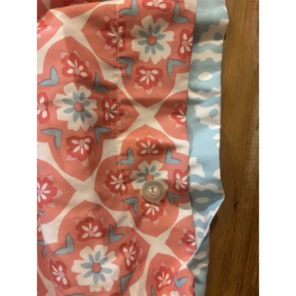 Cynthia Rowley Twin Duvet Set 2Pc Pink &‎ Blue Reversible Duvet & Sham